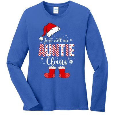 Just Call Me Auntie Claus Gift Christmas Light Pajama Pj Cool Gift Ladies Long Sleeve Shirt