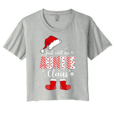 Just Call Me Auntie Claus Gift Christmas Light Pajama Pj Cool Gift Women's Crop Top Tee