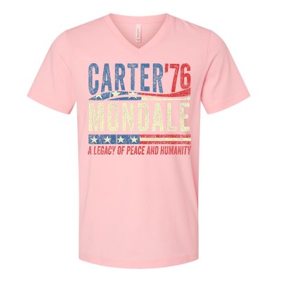 Jimmy Carter Mondale 76 A Legacy Of Peace & Humanity V-Neck T-Shirt