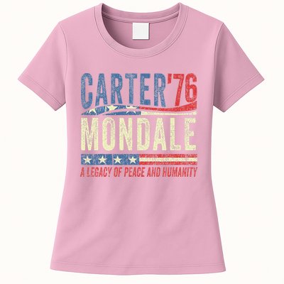 Jimmy Carter Mondale 76 A Legacy Of Peace & Humanity Womens T-Shirt