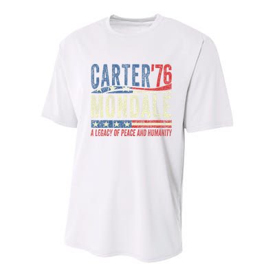 Jimmy Carter Mondale 76 A Legacy Of Peace & Humanity Youth Performance Sprint T-Shirt