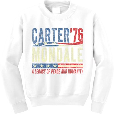 Jimmy Carter Mondale 76 A Legacy Of Peace & Humanity Kids Sweatshirt