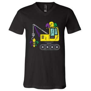 Jester Crane Mardi Gras Cute V-Neck T-Shirt