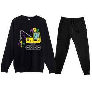 Jester Crane Mardi Gras Cute Premium Crewneck Sweatsuit Set