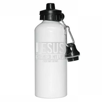 Jesus Changed My Life Ask Me How Jesus Aluminum Water Bottle 