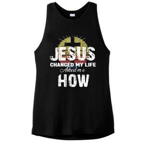 Jesus Changed My Life Asked Me How Christ Devo Jesus Gift Ladies PosiCharge Tri-Blend Wicking Tank