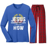 Jesus Changed My Life Asked Me How Christ Devo Jesus Gift Women's Long Sleeve Flannel Pajama Set 