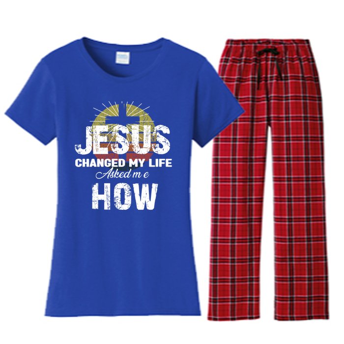 Jesus Changed My Life Asked Me How Christ Devo Jesus Gift Women's Flannel Pajama Set