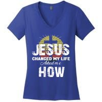 Jesus Changed My Life Asked Me How Christ Devo Jesus Gift Women's V-Neck T-Shirt