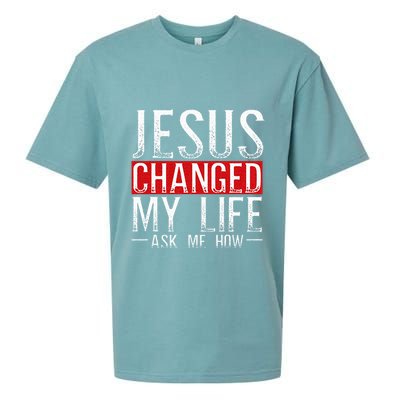 Jesus Changed My Life Ask Me How Christian Christians Sueded Cloud Jersey T-Shirt