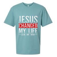 Jesus Changed My Life Ask Me How Christian Christians Sueded Cloud Jersey T-Shirt