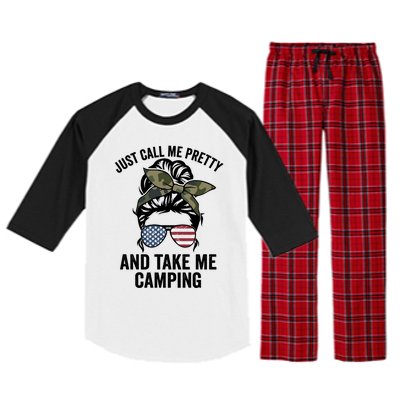 Just Call Me Pretty And Take Me Camping Funny Camper Life Gift Raglan Sleeve Pajama Set