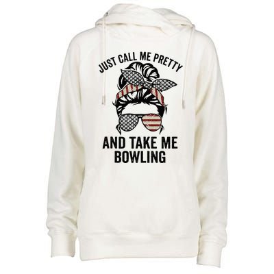 Just Call Me Pretty And Take Me Bowling Funny Mom Bowler Womens Funnel Neck Pullover Hood