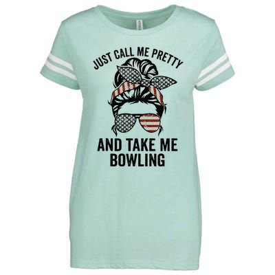 Just Call Me Pretty And Take Me Bowling Funny Mom Bowler Enza Ladies Jersey Football T-Shirt