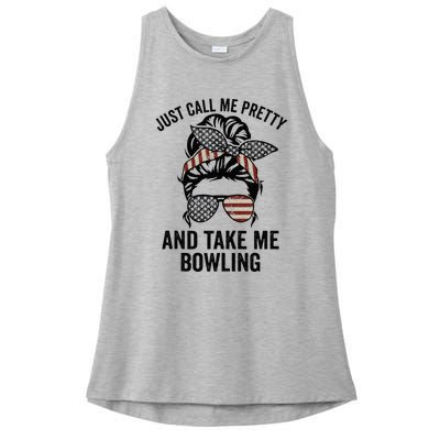 Just Call Me Pretty And Take Me Bowling Funny Mom Bowler Ladies PosiCharge Tri-Blend Wicking Tank