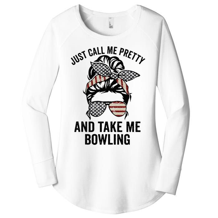 Just Call Me Pretty And Take Me Bowling Funny Mom Bowler Women's Perfect Tri Tunic Long Sleeve Shirt