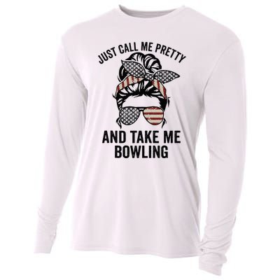 Just Call Me Pretty And Take Me Bowling Funny Mom Bowler Cooling Performance Long Sleeve Crew