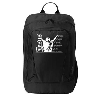 Jesus Christ My God King Lord Savior Strength Prayer City Backpack