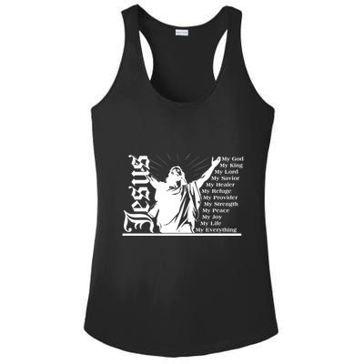 Jesus Christ My God King Lord Savior Strength Prayer Ladies PosiCharge Competitor Racerback Tank