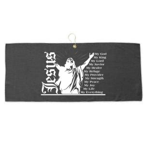 Jesus Christ My God King Lord Savior Strength Prayer Large Microfiber Waffle Golf Towel