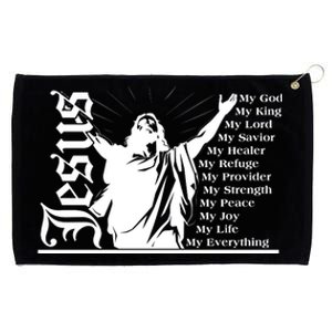 Jesus Christ My God King Lord Savior Strength Prayer Grommeted Golf Towel