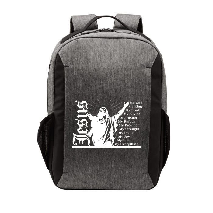 Jesus Christ My God King Lord Savior Strength Prayer Vector Backpack