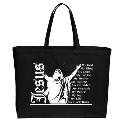 Jesus Christ My God King Lord Savior Strength Prayer Cotton Canvas Jumbo Tote