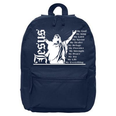 Jesus Christ My God King Lord Savior Strength Prayer 16 in Basic Backpack