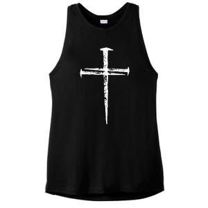 Jesus Christ My Savior Die For My Sins 3 Nails Cross Christian Catholic Ladies PosiCharge Tri-Blend Wicking Tank