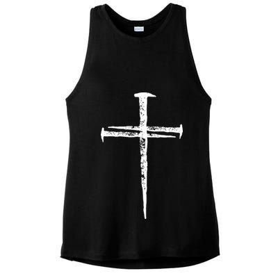 Jesus Christ My Savior Die For My Sins 3 Nails Cross Christian Catholic Ladies PosiCharge Tri-Blend Wicking Tank