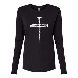 Jesus Christ My Savior Die For My Sins 3 Nails Cross Christian Catholic Womens Cotton Relaxed Long Sleeve T-Shirt