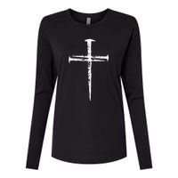 Jesus Christ My Savior Die For My Sins 3 Nails Cross Christian Catholic Womens Cotton Relaxed Long Sleeve T-Shirt