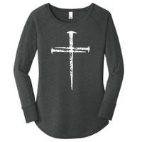 Jesus Christ My Savior Die For My Sins 3 Nails Cross Christian Catholic Women's Perfect Tri Tunic Long Sleeve Shirt