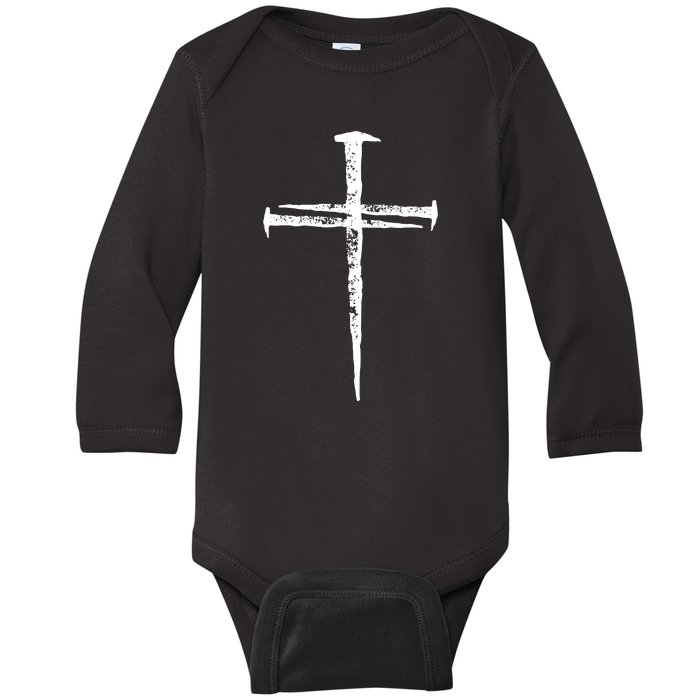 Jesus Christ My Savior Die For My Sins 3 Nails Cross Christian Catholic Baby Long Sleeve Bodysuit