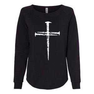 Jesus Christ My Savior Die For My Sins 3 Nails Cross Christian Catholic Womens California Wash Sweatshirt