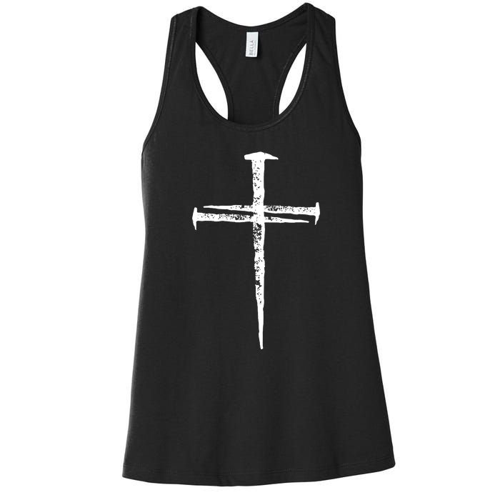 Jesus Christ My Savior Die For My Sins 3 Nails Cross Christian Catholic Women's Racerback Tank