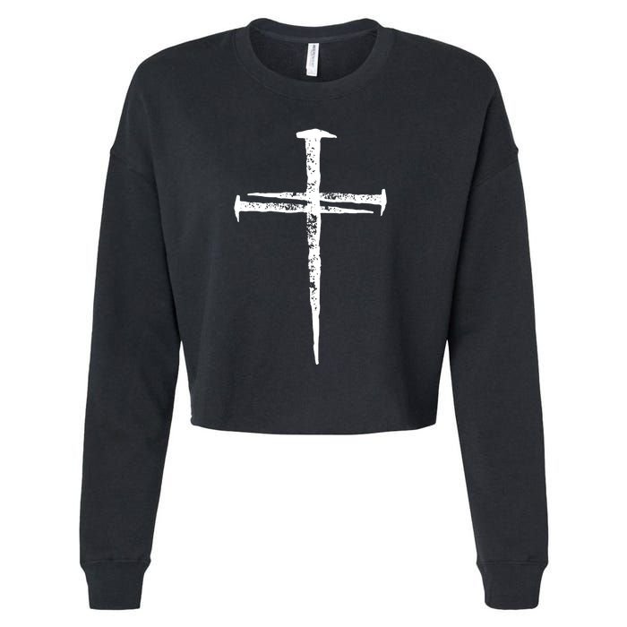 Jesus Christ My Savior Die For My Sins 3 Nails Cross Christian Catholic Cropped Pullover Crew