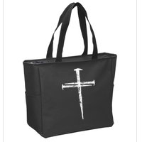 Jesus Christ My Savior Die For My Sins 3 Nails Cross Christian Catholic Zip Tote Bag