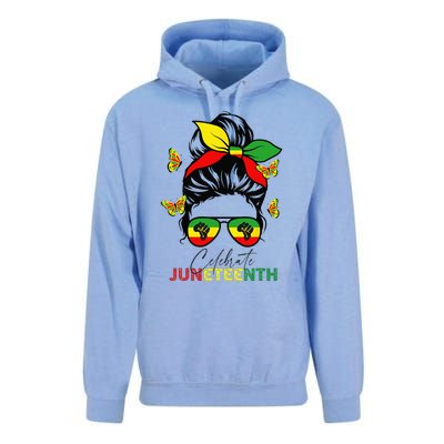 Juneteenth Celebrate Messy Bun Glasses Black Wo Unisex Surf Hoodie