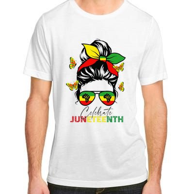 Juneteenth Celebrate Messy Bun Glasses Black Wo Adult ChromaSoft Performance T-Shirt