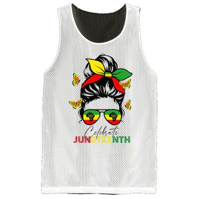 Juneteenth Celebrate Messy Bun Glasses Black Wo Mesh Reversible Basketball Jersey Tank