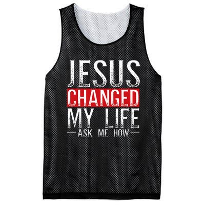 Jesus Changed My Life Ask Me How Christian Christians Mesh Reversible Basketball Jersey Tank