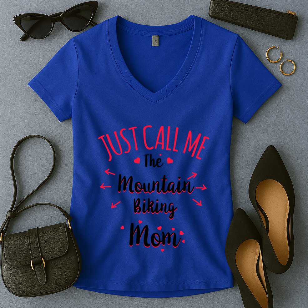 Just Call Me The Mountain Biking Mom Mtb MotherS Day Gift Women's V-Neck T-Shirt