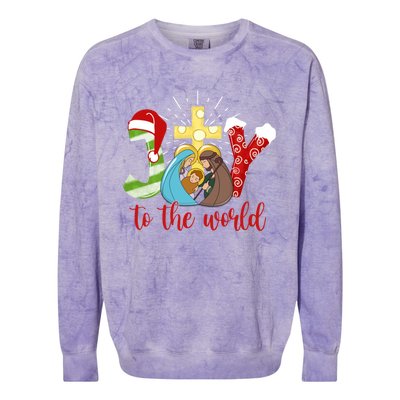 Jesus Christian Nativity Scene Joy To The World Christmas Colorblast Crewneck Sweatshirt