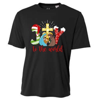 Jesus Christian Nativity Scene Joy To The World Christmas Cooling Performance Crew T-Shirt