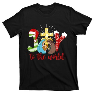 Jesus Christian Nativity Scene Joy To The World Christmas T-Shirt