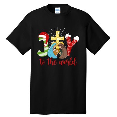 Jesus Christian Nativity Scene Joy To The World Christmas Tall T-Shirt