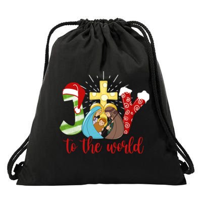 Jesus Christian Nativity Scene Joy To The World Christmas Drawstring Bag