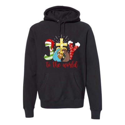 Jesus Christian Nativity Scene Joy To The World Christmas Premium Hoodie