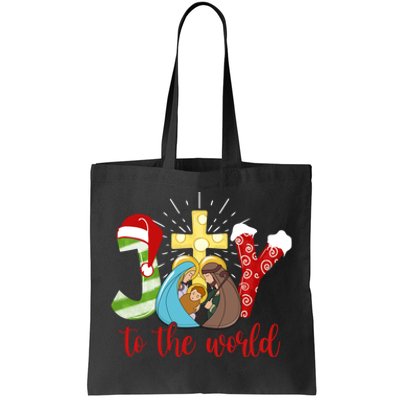 Jesus Christian Nativity Scene Joy To The World Christmas Tote Bag